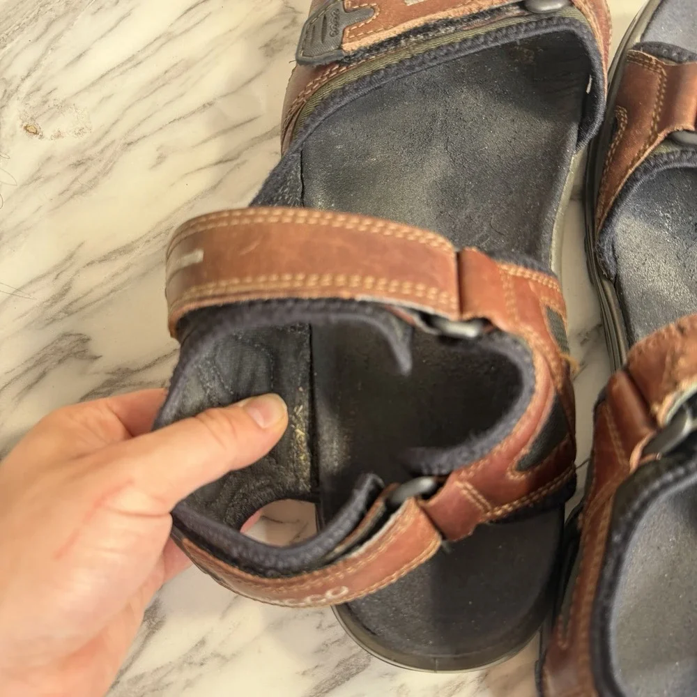 ECCO Yucatan Men's 45 US 11 Brown Nubuck Leather Hiking Walking Sport Sandals